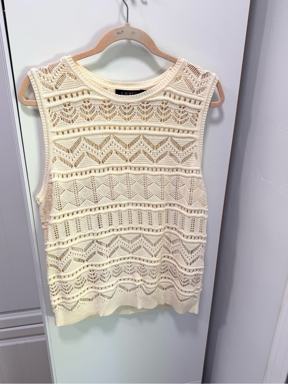 Ralph Lauren Cream Crochet Knit Tank Top